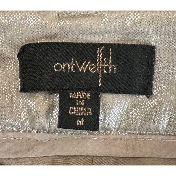 2/$30 ontwelfth Champagne Metallic Pants Pleated Straight Leg Shimmer Size M - Picture 9 of 11